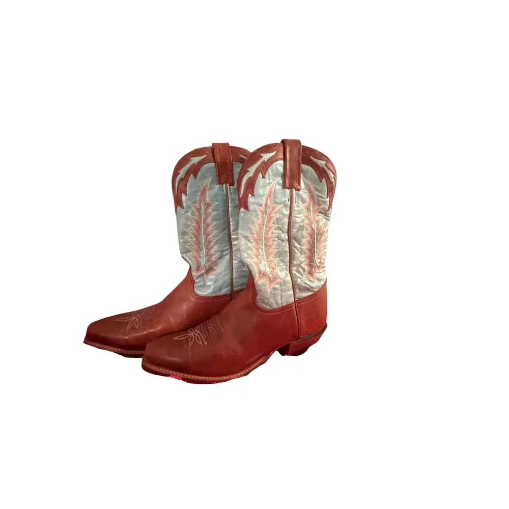 Tony Lama Womens Boots Size 8 B Brown Turquoise Cowgirl Embroidered USA Vintage - Picture 7 of 16